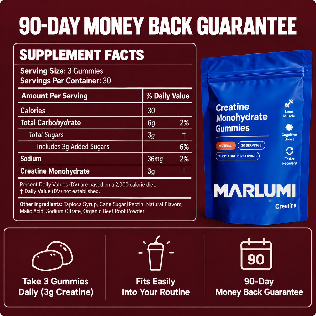 Marlumi creatine gummies — 01 90 day guarantee